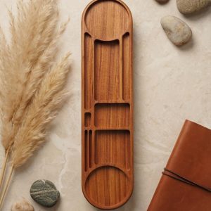 Premium Personalized Wooden Desk Organizer Office